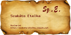 Szakáts Etelka névjegykártya